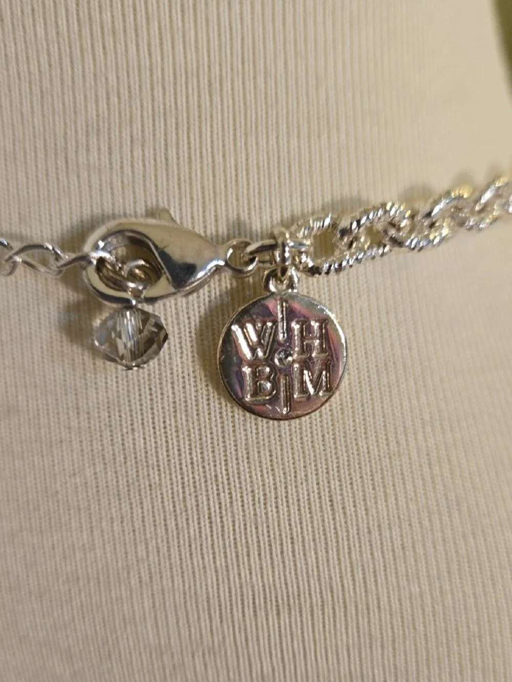 WH/BM Silver Disc Statement Necklace with Crystal Accents